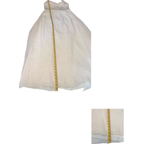 OC by Oleg Cassini Womens Ivory Maxi Halter Evening Gown Dress Silk Beaded 14 - Picture 8 of 13